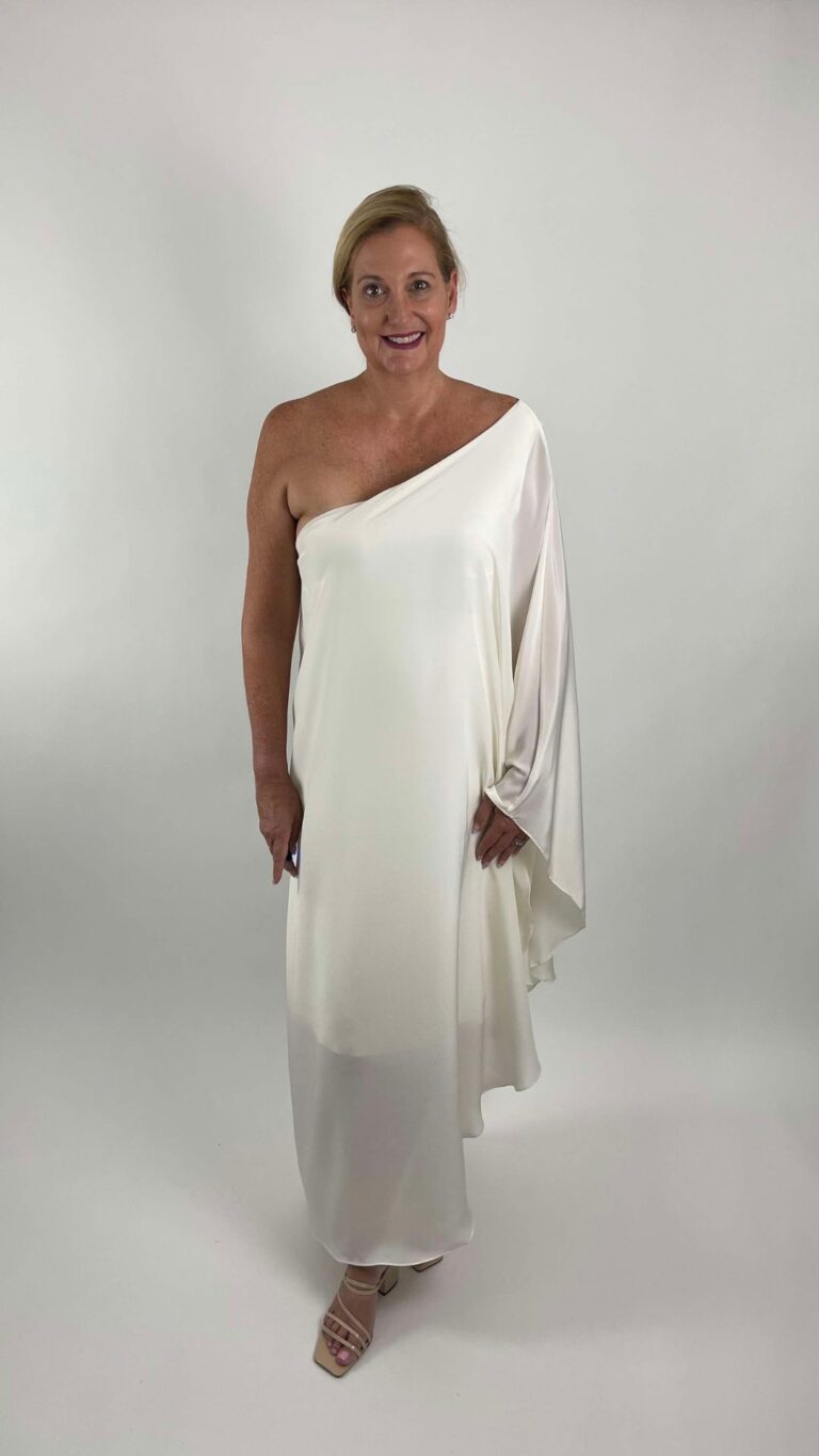 White Silk Caftan Dress